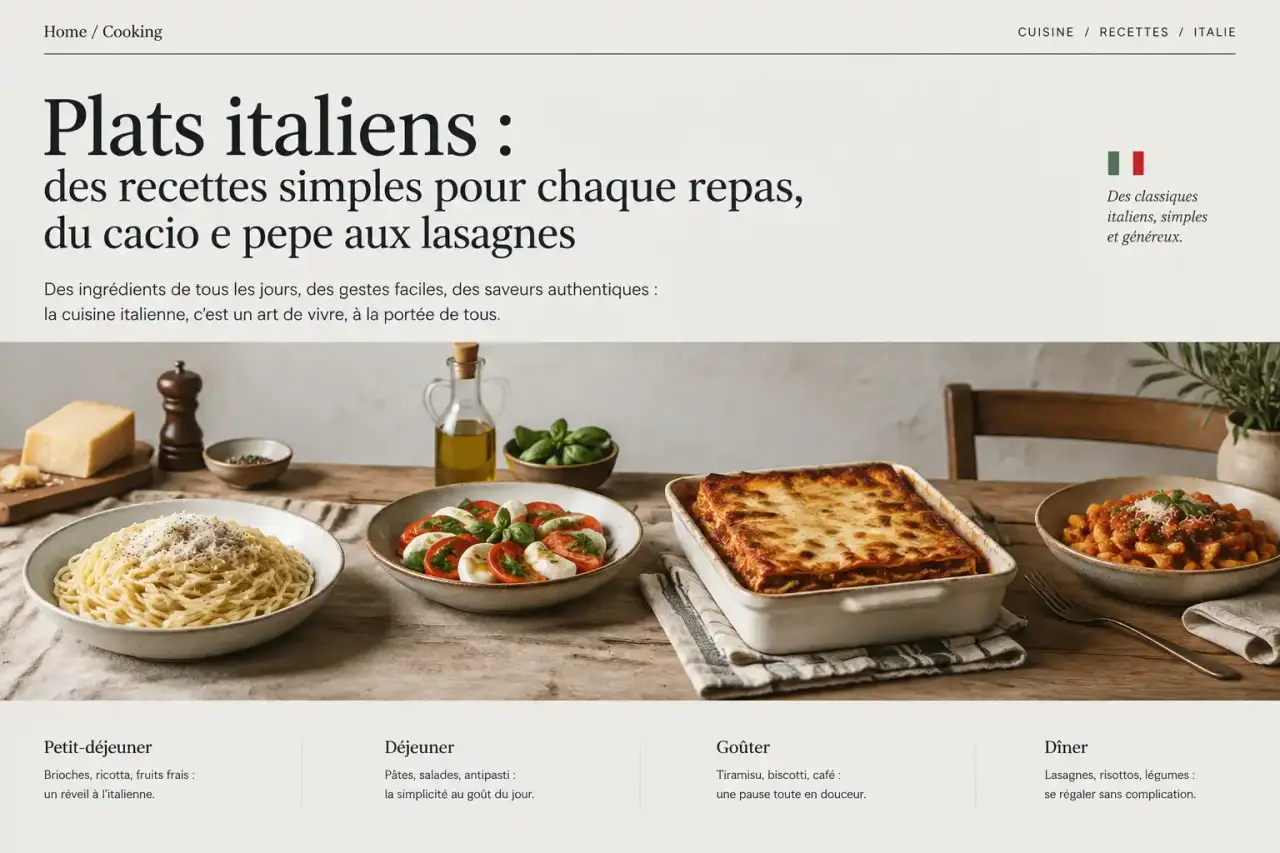 Plats italiens : des recettes simples pour chaque repas, du cacio e pepe aux lasagnes