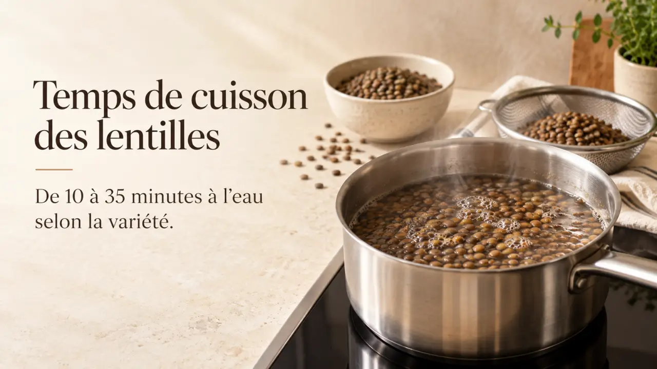 Temps de cuisson des lentilles : de 10 à 35 minutes à l’eau selon la variété