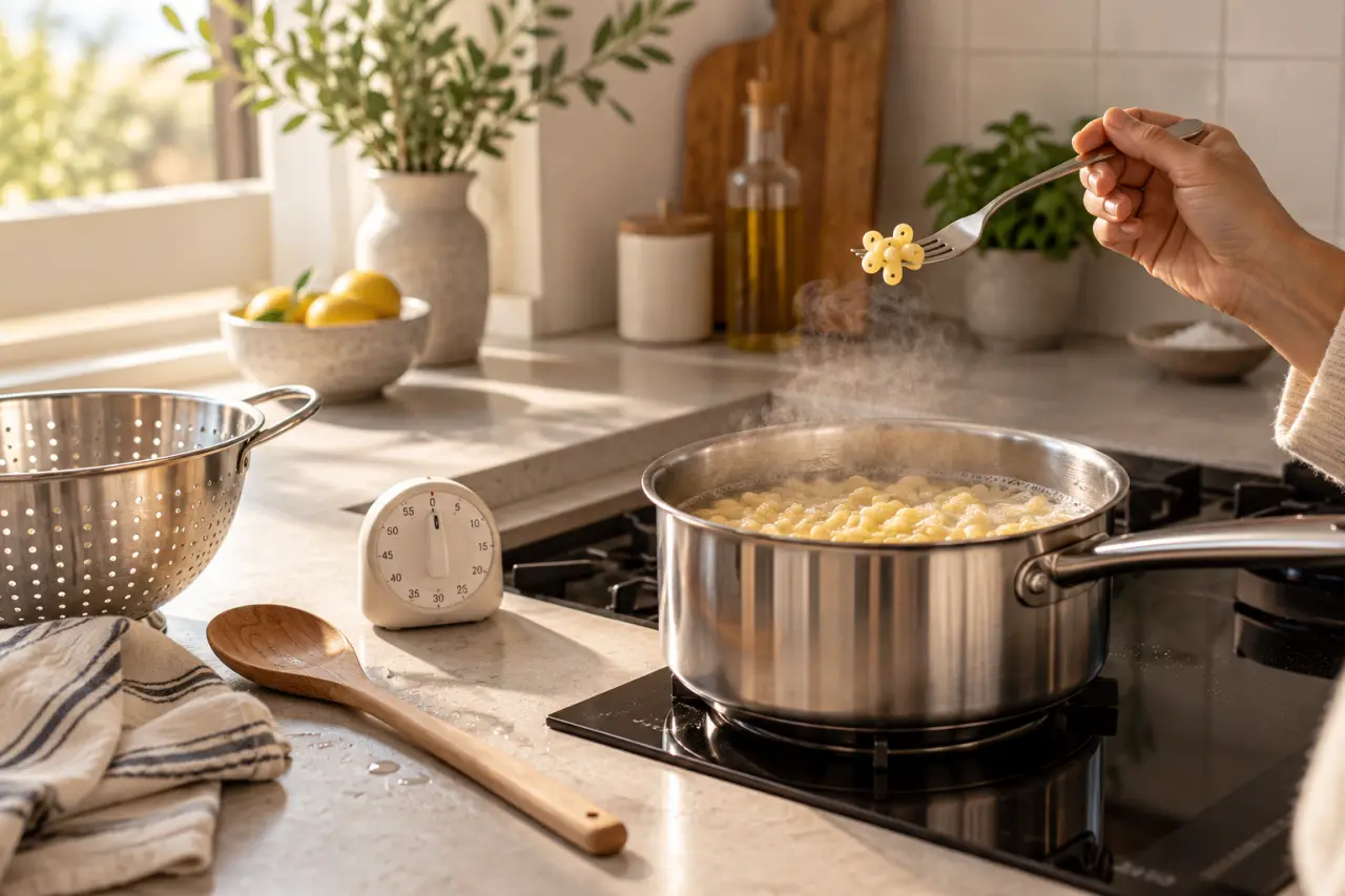 Coquillettes : 8 minutes de cuisson, puis le test de la première bouchée