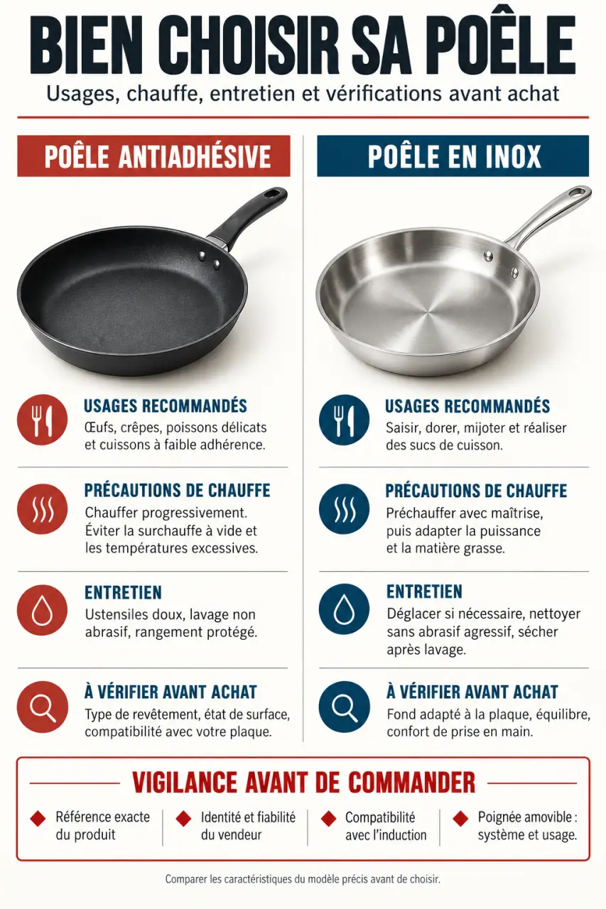 Avis poêle Laguiole : comparaison entre poêle antiadhésive et poêle en inox