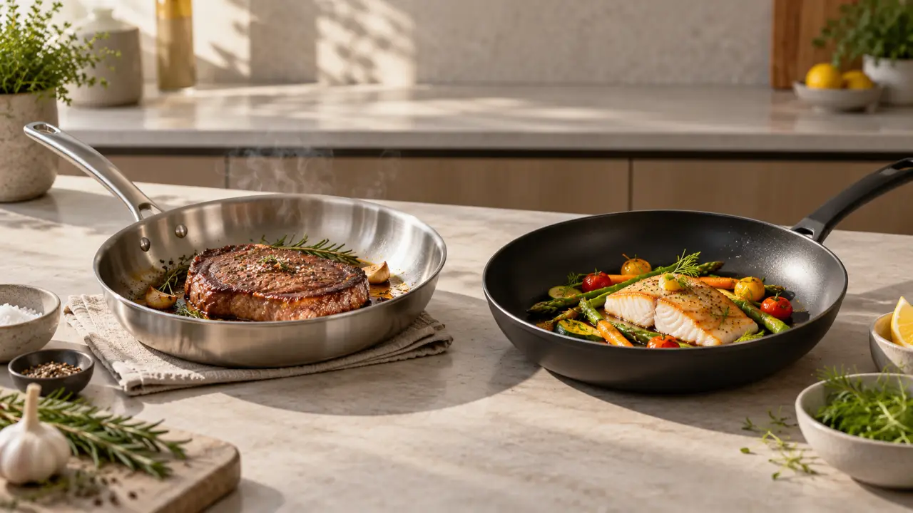 Poêle à frire : l’inox pour saisir, l’antiadhésif pour les cuissons délicates