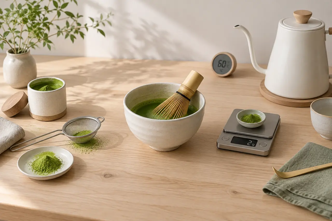 Réussir une recette de matcha maison : 2 g, 60 °C et moins de grumeaux