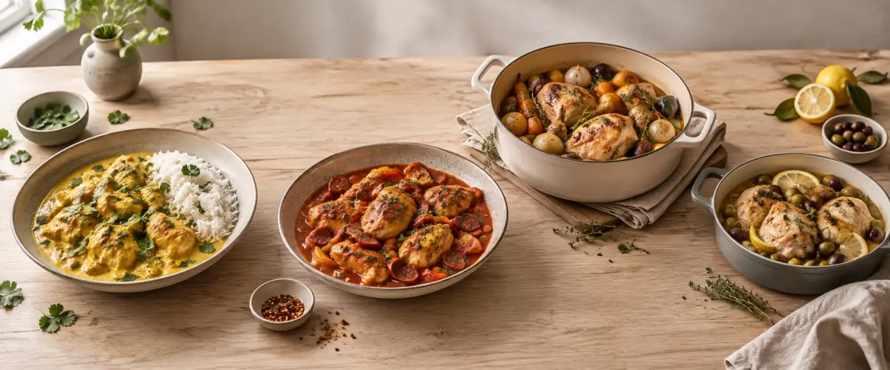 Plats mijotés poulet : 4 recettes réconfortantes, du curry doux au chorizo